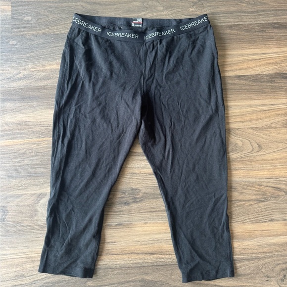 ICEBREAKER Pure Merino Wool 260 Bodyfit Cropped Base Layer Pants in Black SZ XL - Picture 1 of 6